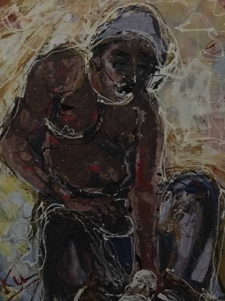 Expressionist painting of mother and child by Flavia Conforzi